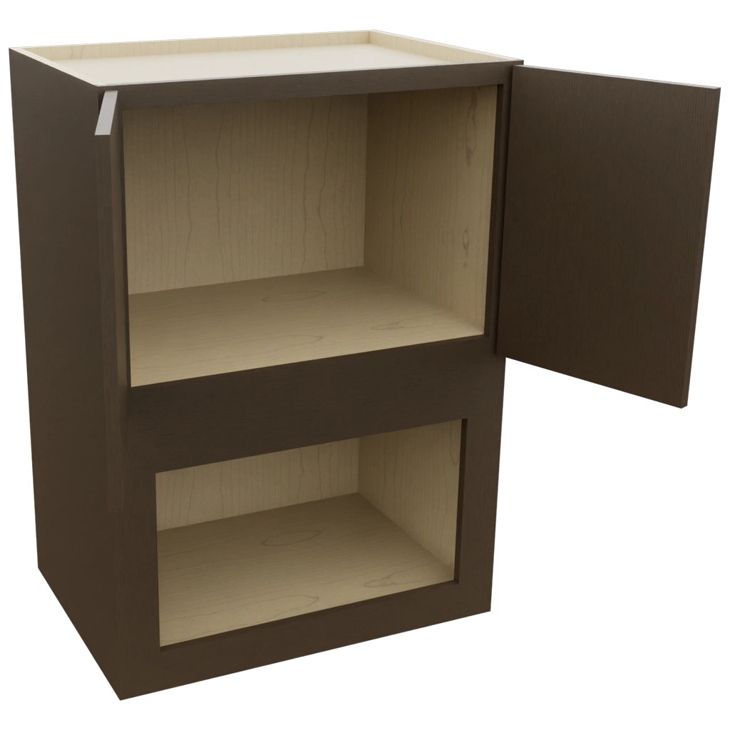 Fabuwood Luxe Canyon Oak MC304221 Wall Microwave Cabinet, Open View