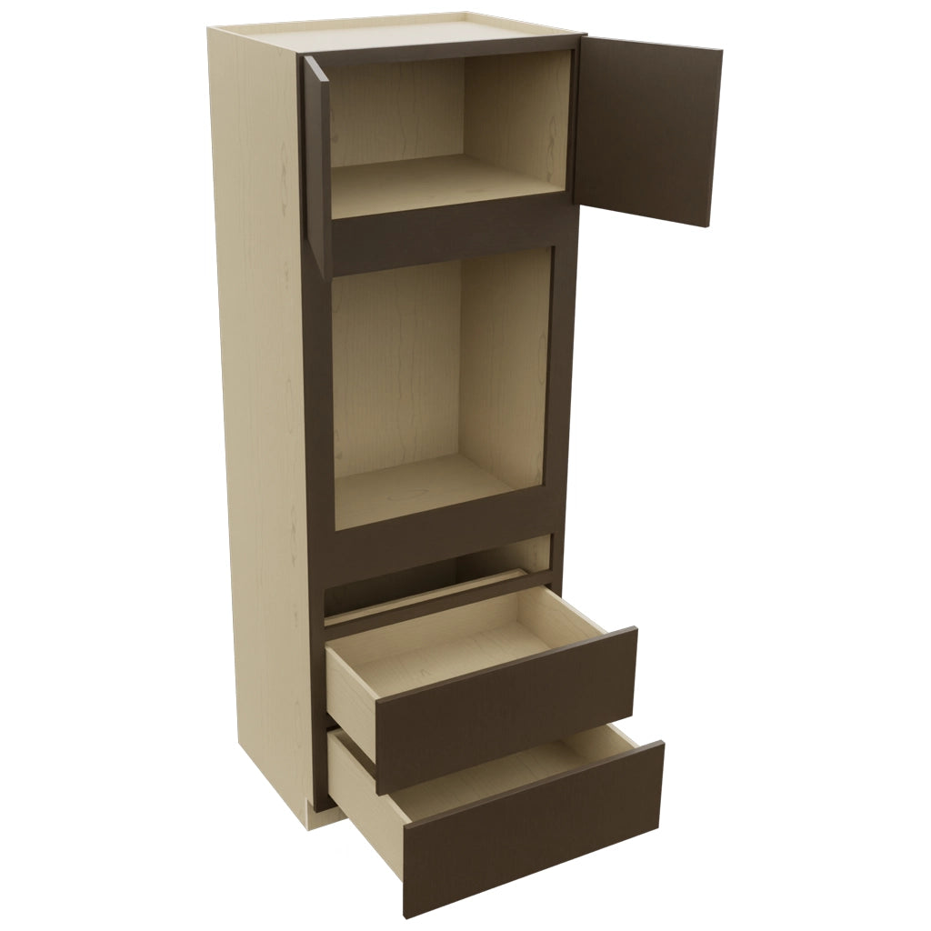 Fabuwood Luxe Canyon Oak OC3390C Tall Oven Cabinet Combo, Open View