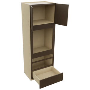 Fabuwood Luxe Canyon Oak OC3396D Tall Oven Cabinet Double, Open View