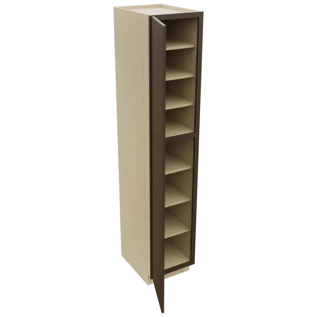 Fabuwood Luxe Canyon Oak TP182493 Tall Pantry Cabinet, Open View