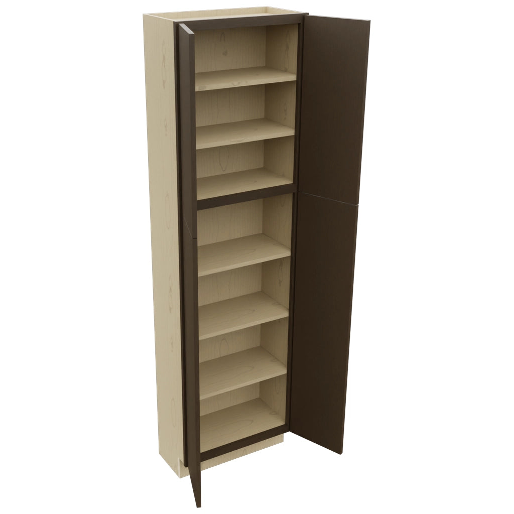 Fabuwood Luxe Canyon Oak TP241284 Tall Pantry Cabinet, Open View