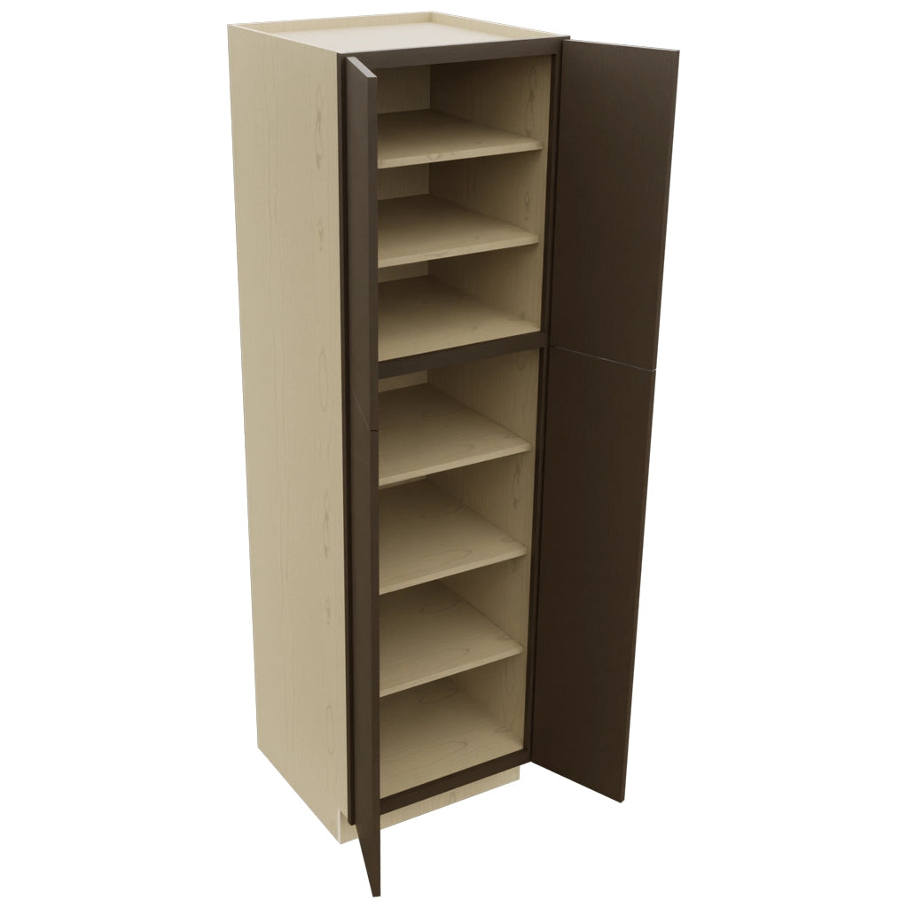 Fabuwood Luxe Canyon Oak TP242484 Tall Pantry Cabinet, Open View