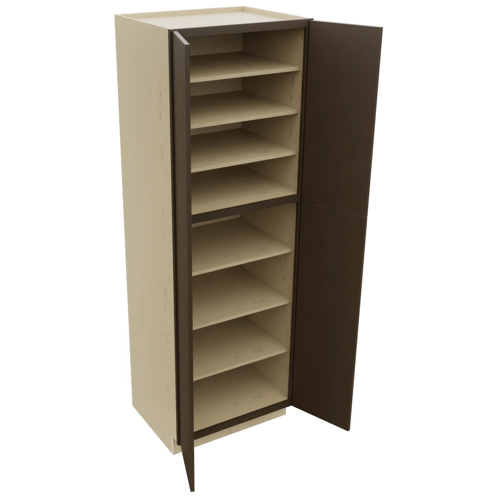 Fabuwood Luxe Canyon Oak TP302490 Tall Pantry Cabinet, Open View
