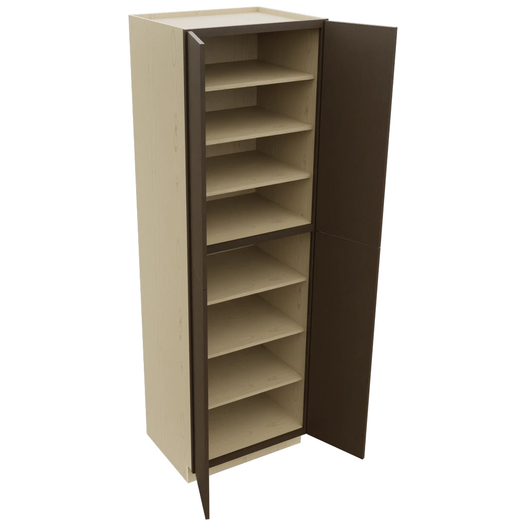 Fabuwood Luxe Canyon Oak TP302496 Tall Pantry Cabinet, Open View