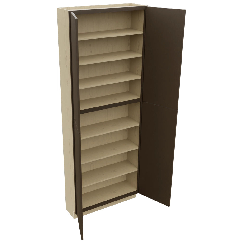 Fabuwood Luxe Canyon Oak TP361296 Tall Pantry Cabinet, Open View