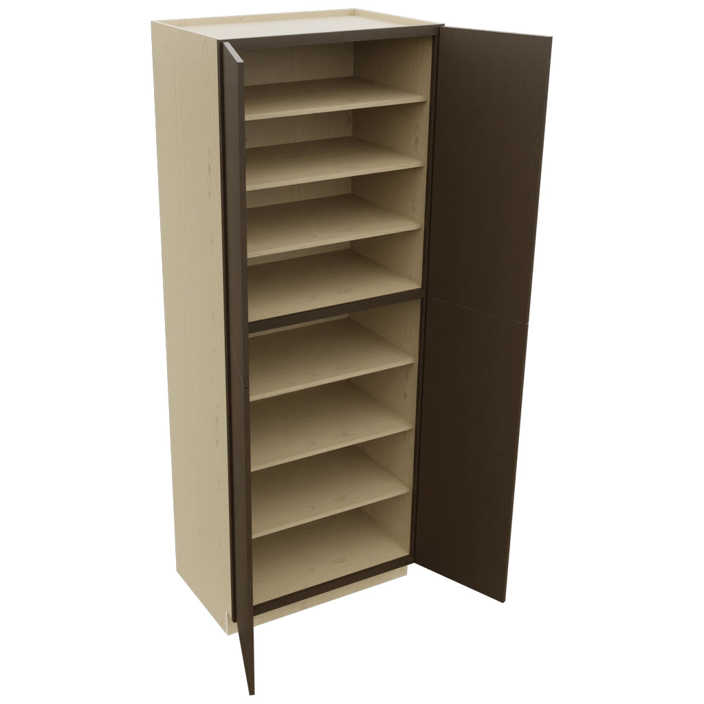 Fabuwood Luxe Canyon Oak TP362496 Tall Pantry Cabinet, Open View