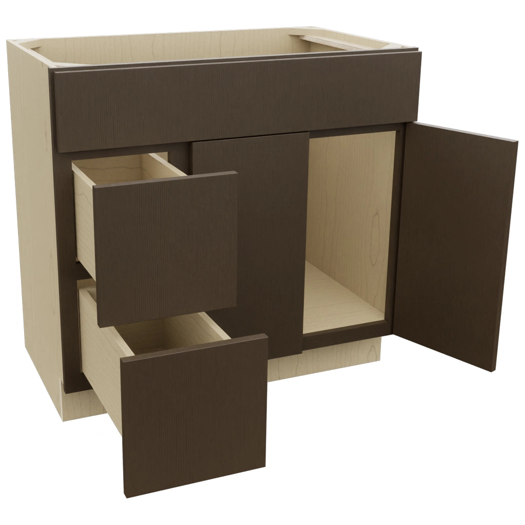 Fabuwood Luxe Canyon Oak VSD42 Vanity Combo Cabinet, Open View