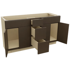 Fabuwood Luxe Canyon Oak VSD60DOUBLE Vanity Combo Cabinet, Open View