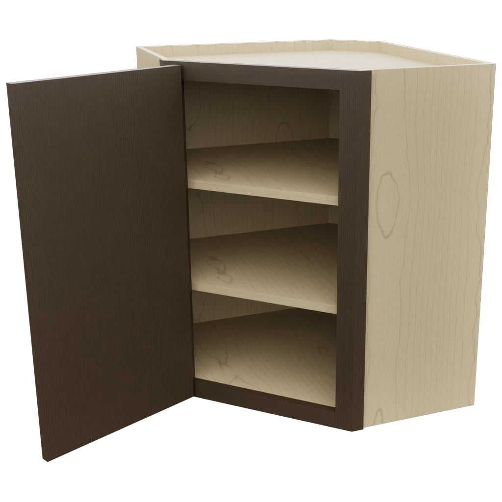Fabuwood Luxe Canyon Oak WDC2430 Wall Corner Diagonal Cabinet, Open View