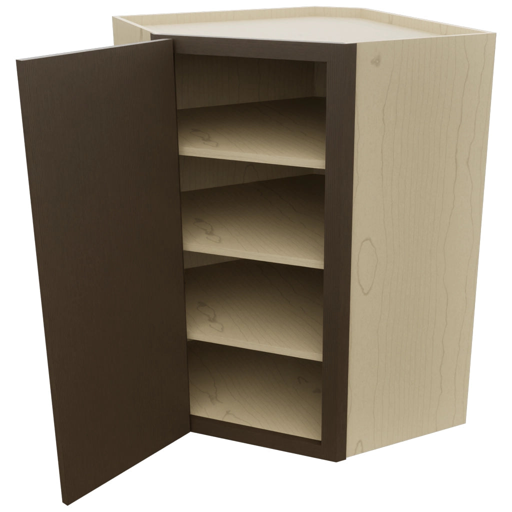 Fabuwood Luxe Canyon Oak WDC2739 Wall Corner Diagonal Cabinet, Open View
