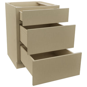 Fabuwood Luxe Desert Oak DB24 Base 3 Drawers Cabinet, Open View