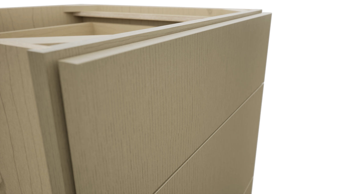 Fabuwood Luxe Desert Oak DB24 Base 3 Drawers Cabinet, Detail View