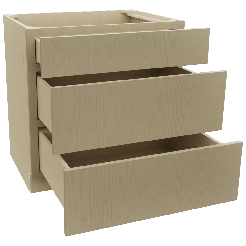 Fabuwood Luxe Desert Oak DB33 Base 3 Drawers Cabinet, Open View