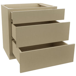 Fabuwood Luxe Desert Oak DB33 Base 3 Drawers Cabinet, Open View
