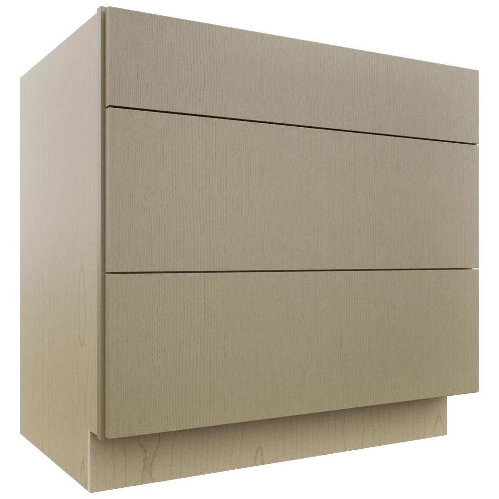 Fabuwood Luxe Desert Oak DB36 Base 3 Drawers Cabinet, Front View
