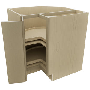 Fabuwood Luxe Desert Oak LSB33 Base Corner Lazy Susan Cabinet, Open View
