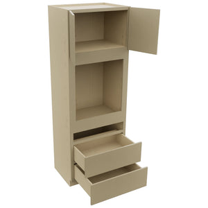 Fabuwood Luxe Desert Oak OC3393C Tall Oven Cabinet Combo, Open View