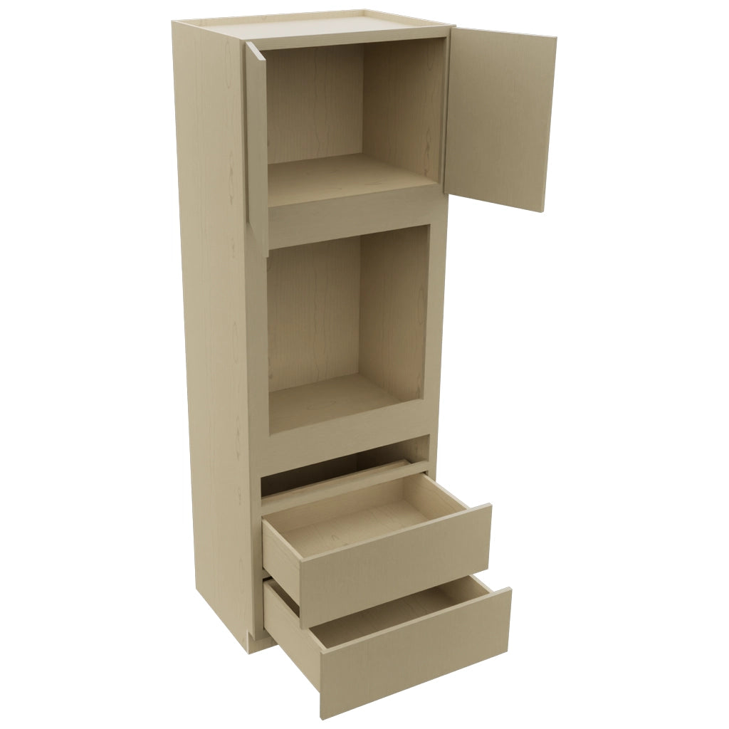 Fabuwood Luxe Desert Oak OC3396C Tall Oven Cabinet Combo, Open View
