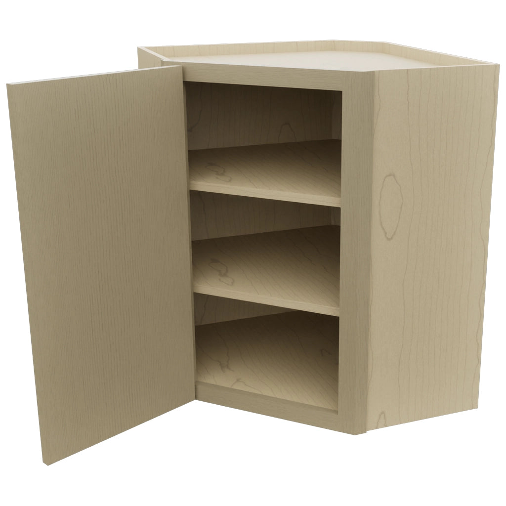 Fabuwood Luxe Desert Oak WDC2430 Wall Corner Diagonal Cabinet, Open View