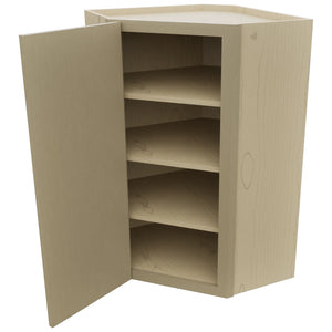 Fabuwood Luxe Desert Oak WDC2439 Wall Corner Diagonal Cabinet, Open View
