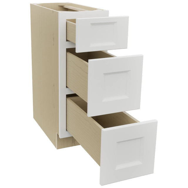 Fabuwood Nexus Frost DB12 Base 3 Drawers Cabinet, Open View