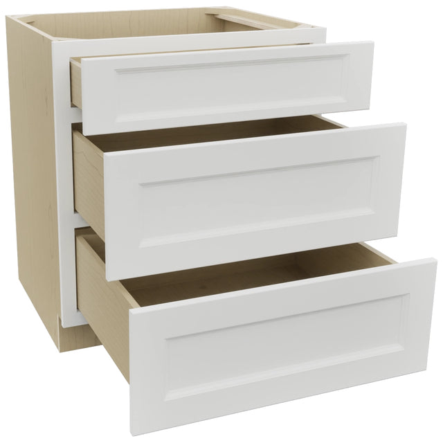 Fabuwood Nexus Frost DB30 Base 3 Drawers Cabinet, Open View