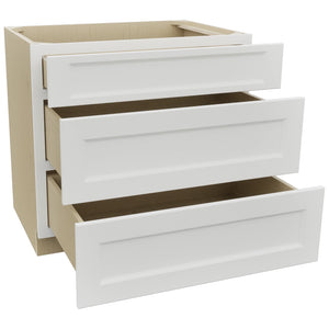 Fabuwood Nexus Frost DB36 Base 3 Drawers Cabinet, Open View