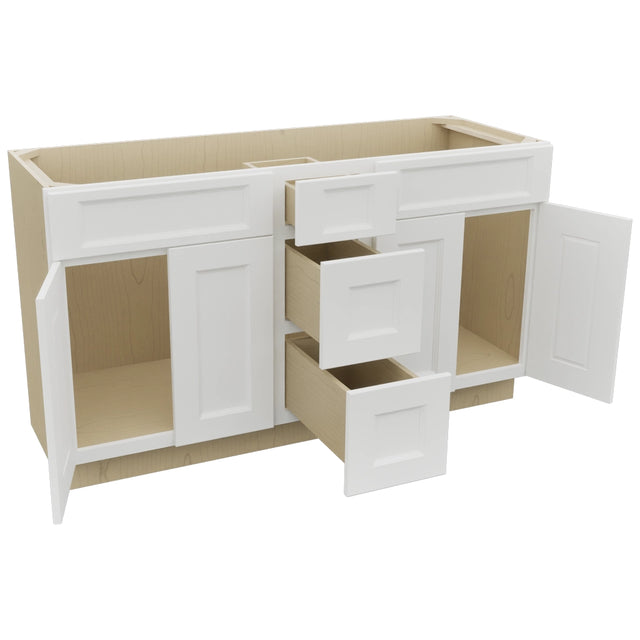 Fabuwood Nexus Frost VSD60DOUBLE Vanity Combo Cabinet, Open View