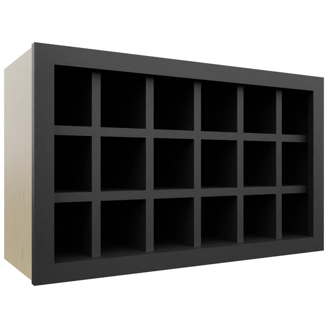 Fabuwood Pitch Black WR3018 Wall Wine Rack, Front View