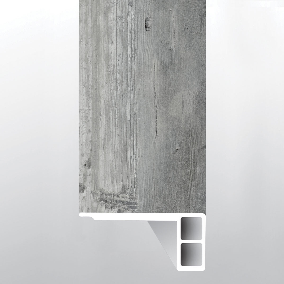 Kingsdown Gray (BORDE DE ESCALÓN AL RAS CON BORDE RELAJADO [Madera • Mate • Medio] - LVT * MOLDURA DE VINILO DE LUJO) | 2 3/4" X 3/4" X 94"