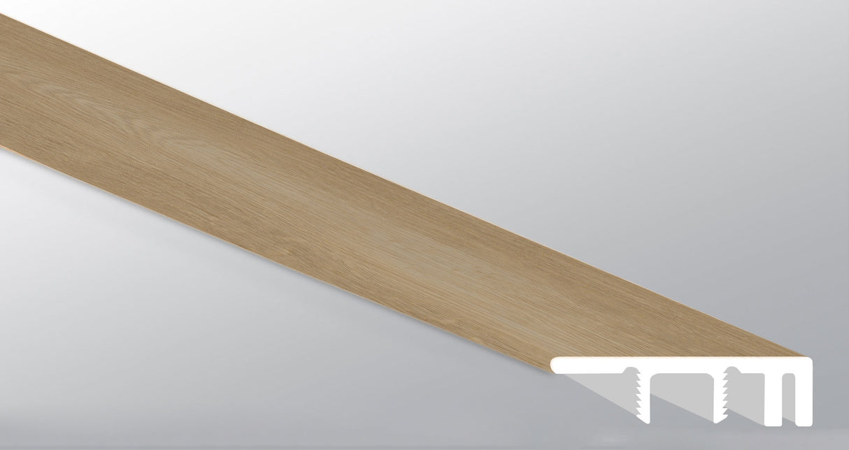 Logia de lino (TAPA DE EXTREMO GRANDE [Madera • Mate • Mediana] - LVT * ACABADO DE VINILO DE LUJO) | 3,81 cm x 1,27 cm x 243,86 cm
