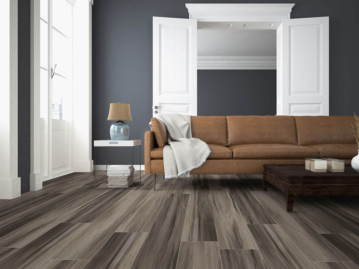 Prescott® Jenta® ( 7X48 | 6.5MM & 20MIL [ Wood • Matte • Dark ] - LVT * LUXURY VINYL TILE ) | 19.02 SQ.FT PER BOX