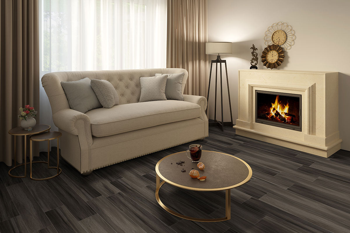 Prescott® Jenta® ( 7X48 | 6.5MM & 20MIL [ Wood • Matte • Dark ] - LVT * LUXURY VINYL TILE ) | 19.02 SQ.FT PER BOX