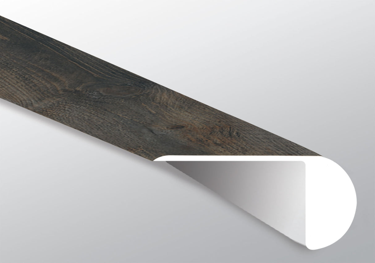 Stable ( OVERLAPPING STAIR NOSE [ Wood • Matte • Dark ] - LVT * LUXURY VINYL TRIM ) | 2 1/4" X 1" X 94"
