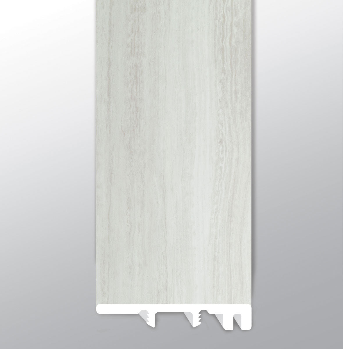 White Ocean ( END CAP [ Travertine • Matte • Light ] - LVT * LUXURY VINYL TRIM ) | 1 1/2" X 1/4" X 94"