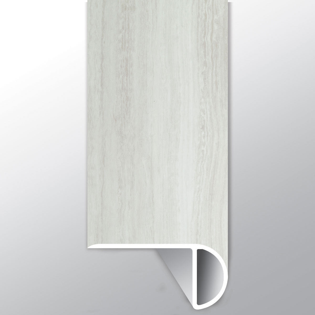 Océano Blanco (NARIZ DE ESCALÓN SUPERPUESTO [Travertino • Mate • Claro] - LVT * MOLDURA DE VINILO DE LUJO) | 2 1/4" X 1" X 94"