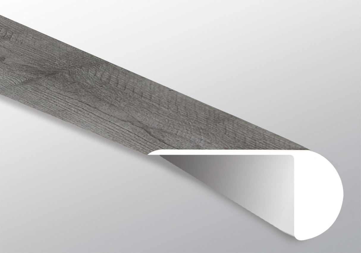 Gris Woodrift (NARIZ DE ESCALÓN SUPERPUESTO [Madera • Mate • Medio] - LVT * MOLDURA DE VINILO DE LUJO) | 2 1/4" X 1" X 94"